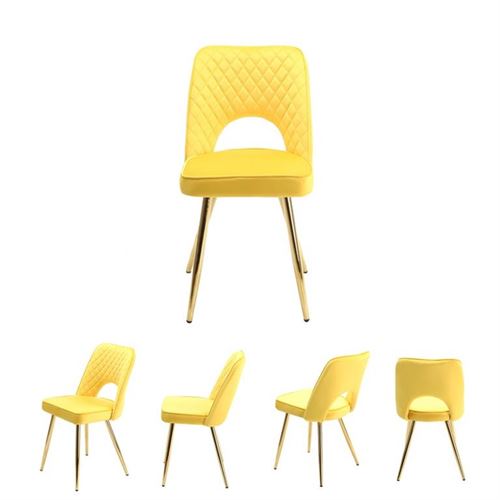 126529834 CADEIRA AMARELA PÉS DOURADOS 45X58X80CM SKY7109