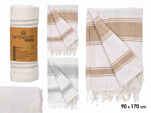 13415 PAREO RISCAS STD BEJE CINZA 90X170CM 90%ALG 10%POLI