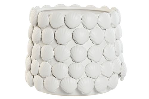 JR-217877 JARRA CERÂMICA 22X22X17,5 CONCHAS BRANCO