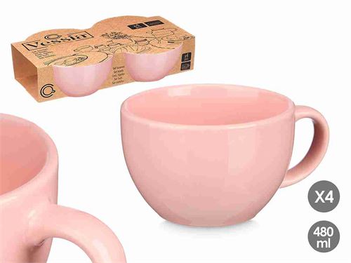 10977 CONJUNTO 4 CANECAS ROSA 480ML