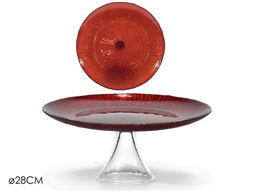617338 PRATO VIDRO 28CM VERMELHO