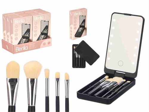 12353 CONJUNTO ESPELHO COM PINÇEIS MAQUILHAGEM