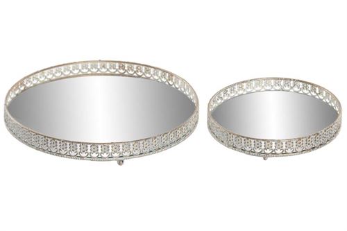 BD-227114 BANDEJA METAL SET2 METAL ESPELHO 28,5X28,5X3,5