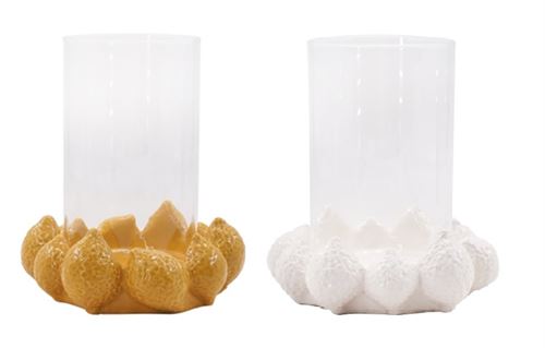 PV-220391 PORTA VELAS CERAMICA VIDRO 16X16X18,5CM 2MOD