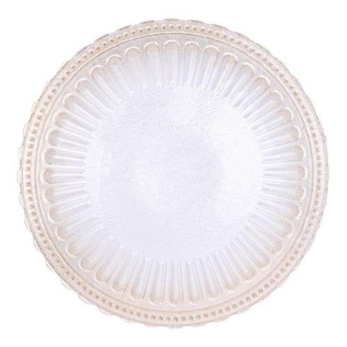 143309 TAÇA VIDRO 32CM BRANCO C/ DOURADO