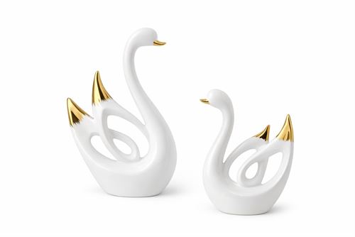 103935382 CISNE BRANCO OURO 14X6X14CM
