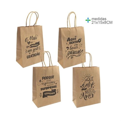 SP-78651 SACO PAPEL COM FRASES 21x15x8cm
