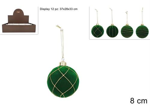 372983 BOLA NATAL VELUDO 8 CM VIDRO