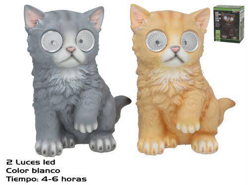 573687 GATO COM LUZ SOLAR13X9X17CM