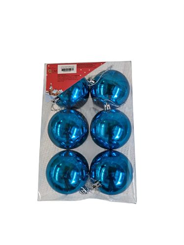 112722 CJ- 6 BOLAS TURQUESAS BRILHANTES 7CM