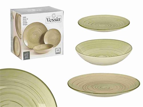 10575 SERVIÇO MESA 12 PÇS ESPIRAL VERDE