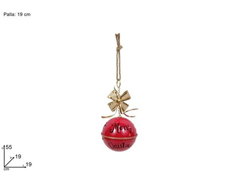 359809 BOLA NATAL METAL PENDURAR VERMELHO 20CM