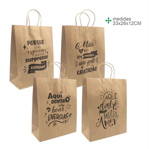 SP-78653 SACO PAPEL COM FRASE 33x26x12cm
