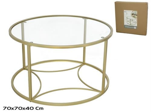 718217 MESA CENTRO METAL VIDRO 70X70X40CM