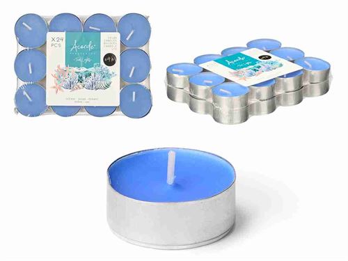 10938 VELA T-LIGHT 4H 24PÇS OCEANO