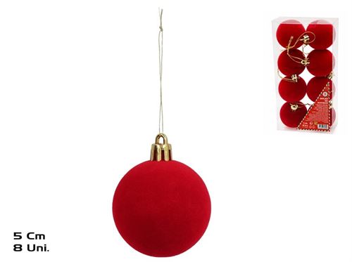 708508 BOLA NATAL VELUDO 8PÇS 5CM