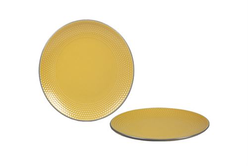 PRATO SOBREMESA 19,5CM BOLAS AMARELO GRES