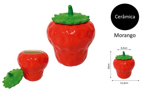 25371 TAÇAS CERÂMICA C/ TAMPA MORANGO