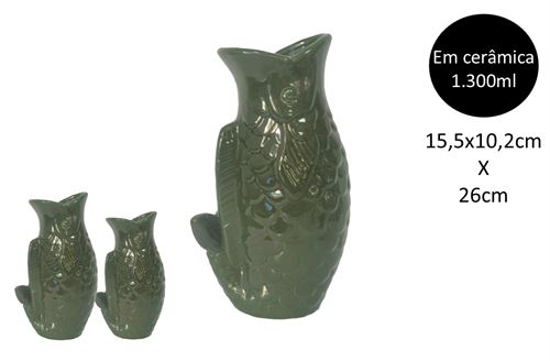 25245 JARRA PEIXE CERAMICA L VERDE