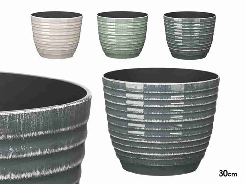 11489 VASO PLASTICO RISCAS 30CM 3SORT