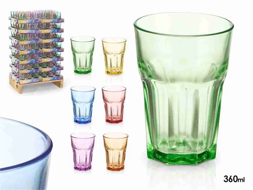 76755 COPO VIDRO 12PÇS CORES 360ML