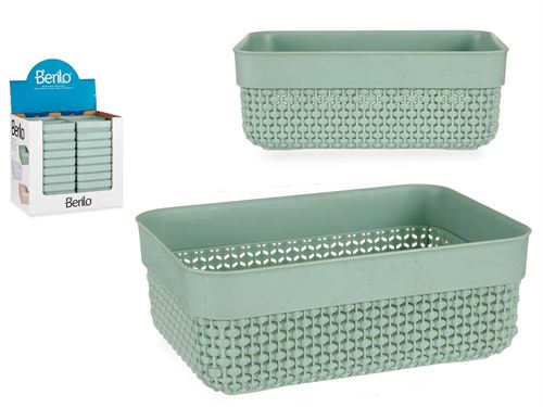 CESTO PLASTICO MULTIUSOS RECTANGULAR VERDE MENTA