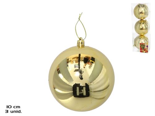 BOLA NATAL BRILHO OURO SET3 10CM