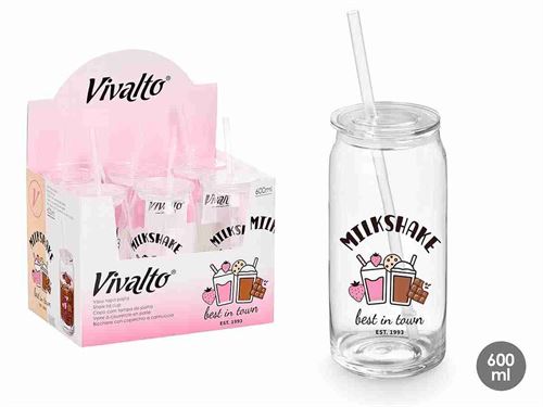 15067 COPO COM PALHINHA VIDRO MILKSHAKE 600ML