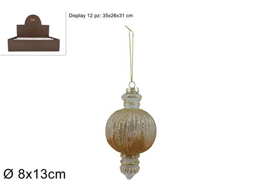 257457 BOLA VIDRO 8CM FLOCADA OURO