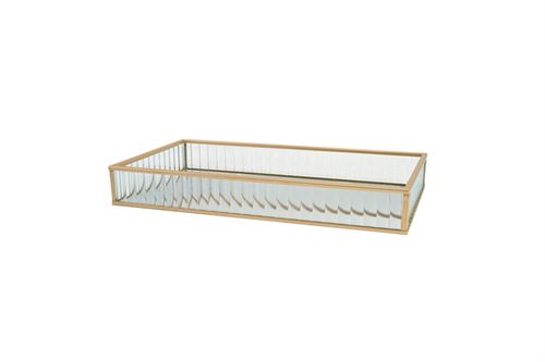 JO-220397 BANDEJA DE DECORAÇÃO VIDRO METAL 30X15X4