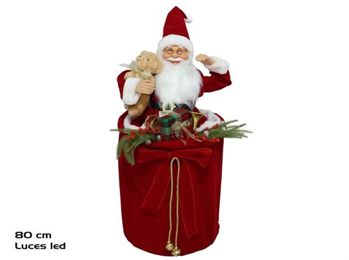 700540 PAI NATAL VELUDO COM LUZ MUSICA 80CM