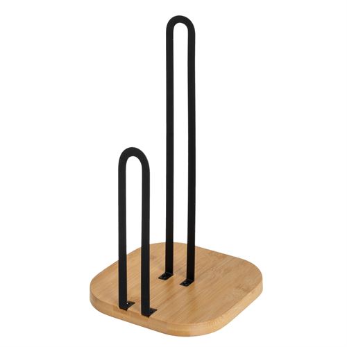 806953 PORTA ROLO METAL BAMBU PRETO 16X16X31CM