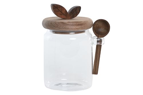 PC-223649 FRASCO VIDRO ACACIA 11X9X15,5CM 600ML COLHER