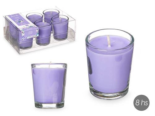 CONJ 6 VELAS COPO VIDRO LAVANDA