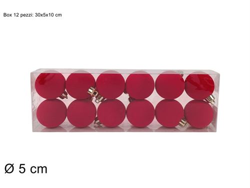 477824 BOLA VELUDO 12PÇS 5CM VERMELHO