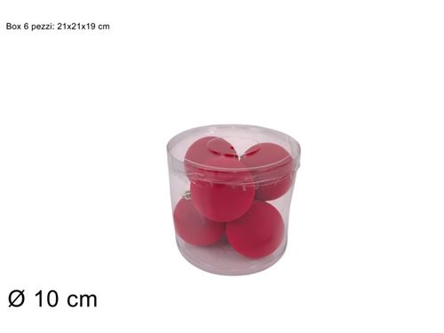 478364 BOLA VELUDO NATAL VERM 10CM 6PÇS
