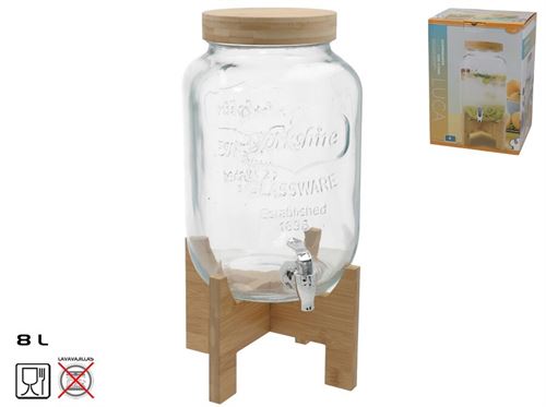 583136 DISPENSADOR VIDRO 8L BASE BAMBU
