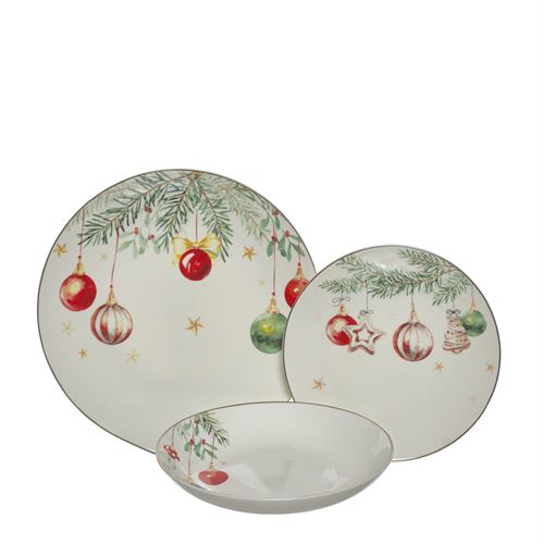 24666 SERVIÇO 18PÇS CERAMICA NATAL BOLAS