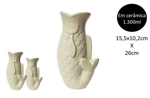 25249 JARRA PEIXE CERAMICA L TAUPE