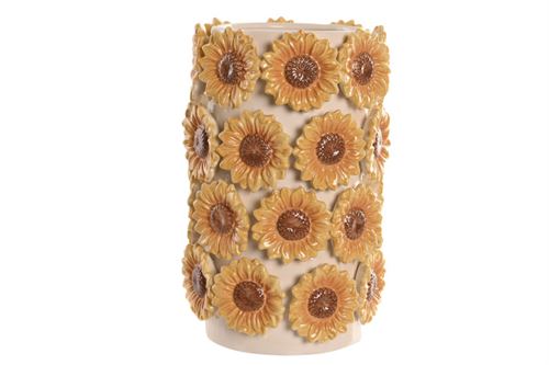 JR-220164 JARRO CERÁMICA 19X19X30 FLORES AMARELO