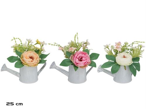 572871 REGADOR METAL ROSA VASO 25CM