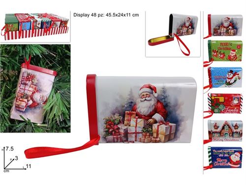 180861 CAIXA DE LATA POSTAL METAL NATAL 10,5CM