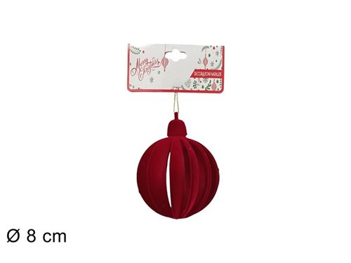 488387 BOLA VELUDO 8CM BORDEAUX