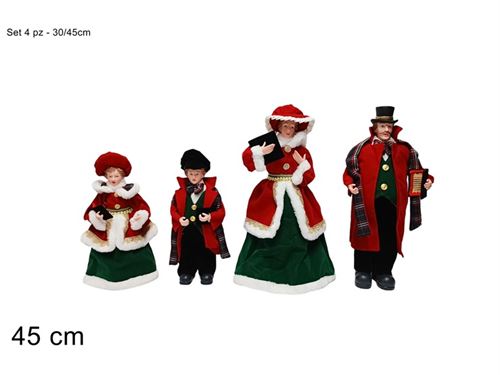869457 FAMILIA NATAL 4PÇS VELUDO 30/45CM