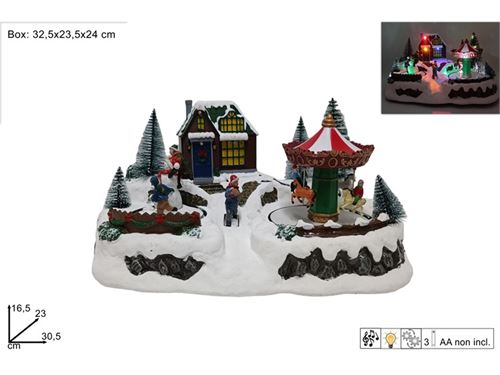 251837 ALDEIA NATAL COM MUSICA LUZ 31X18CM