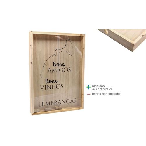 BD-74426 QUADRO ROLHAS MADEIRA/VIDRO 37x52x5.5cm