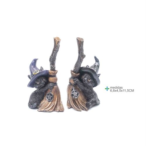 GR-78474 GATO WICCA RESINA 6,8X4,5X11,5 CM (2 UNID)