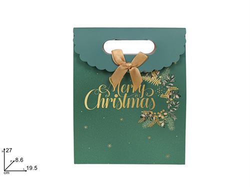 398723 SACO NATAL MERRY CHRISTMAS VERDE 19,5X8,6X27CM
