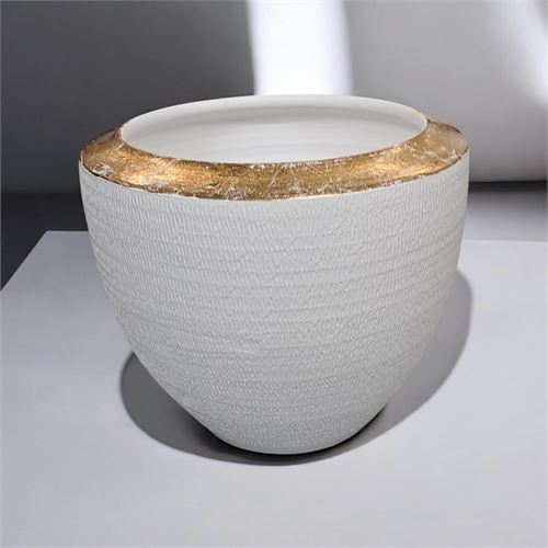 503254 VASO 40CM BRANCO BORDA OURO