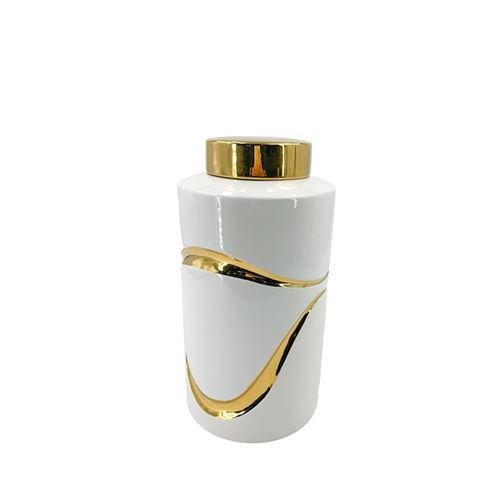 103934321 POTE BRANCO E DOURADO 17*17*32 cm
